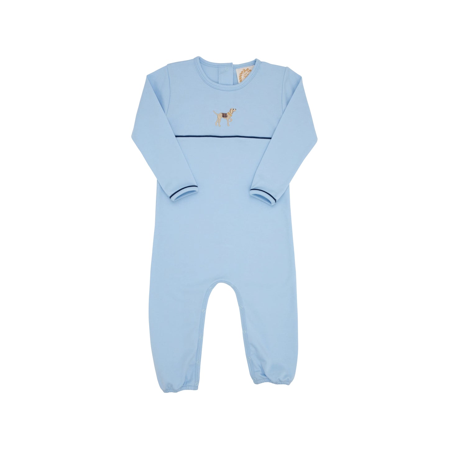 The Beaufort Bonnet Company - Beale Street Blue/Nantucket Navy Long Sleeve Bradford Romper - Dog