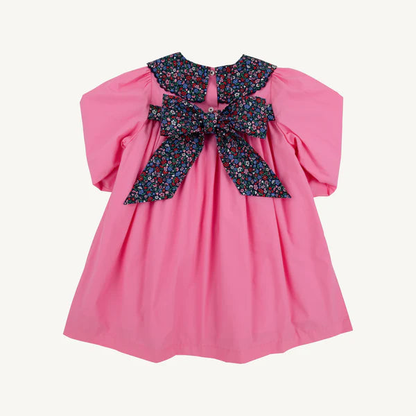 Hamptons Hot Pink Fairfax Farm Floral Long Sleeve Mary Dal Dress - Broadcloth