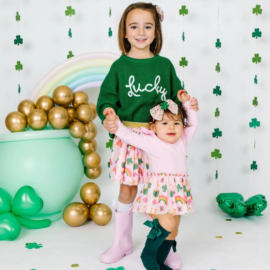 Sweet Wink - Lucky Doodle St. Patrick's Day Long Sleeve Tutu Bodysuit
