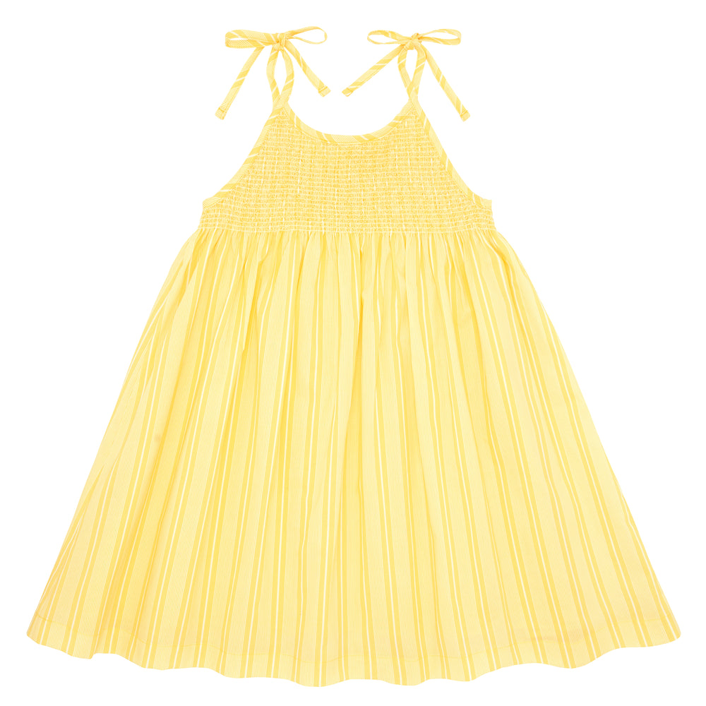 Minnow - Pineapple Stripe Smocked Dress With Shoulder Ties