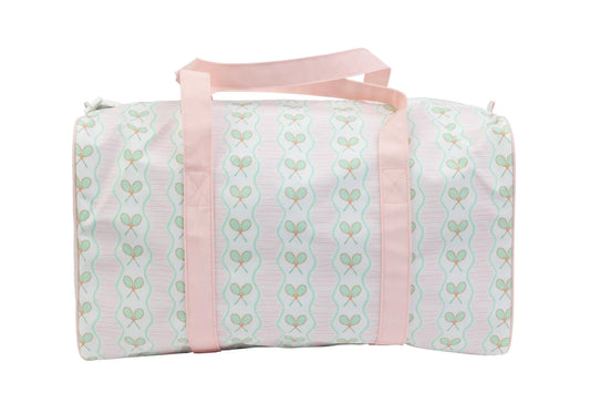 Apple of My Isla tennis duffle bag with sturdy handles and spacious interior, perfect for sports and travel.