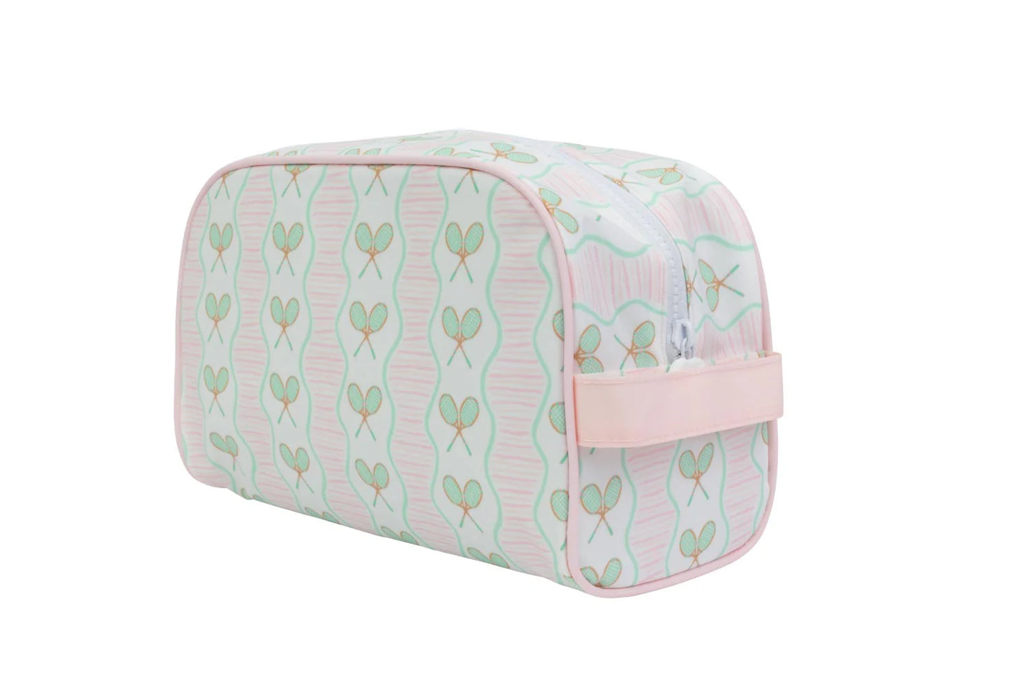 Leather Dopp kit by Apple of My Isla with zipper closure and compact design, ideal for travel and toiletries storage.