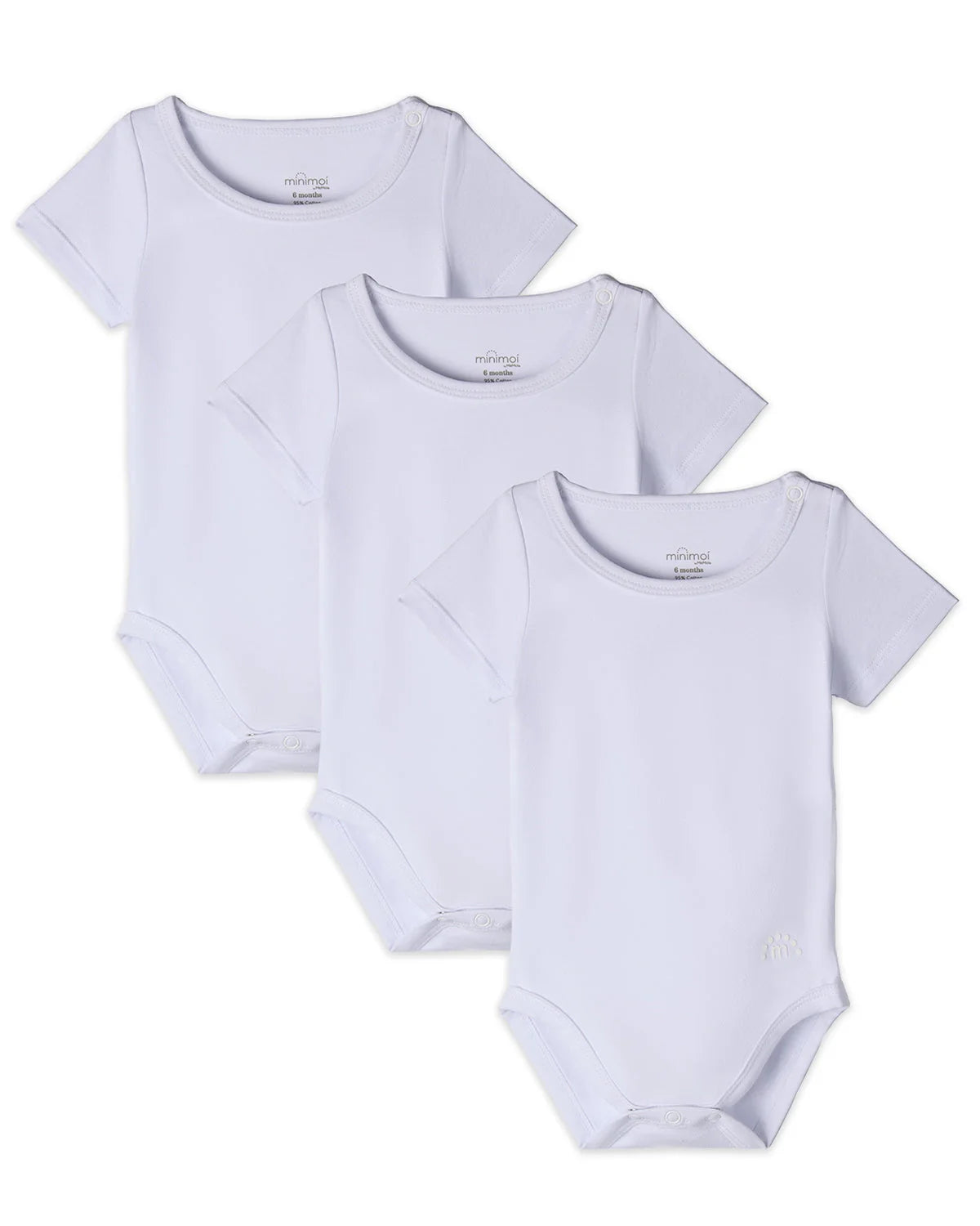 Baby Solid White Short Sleeve Bodysuits