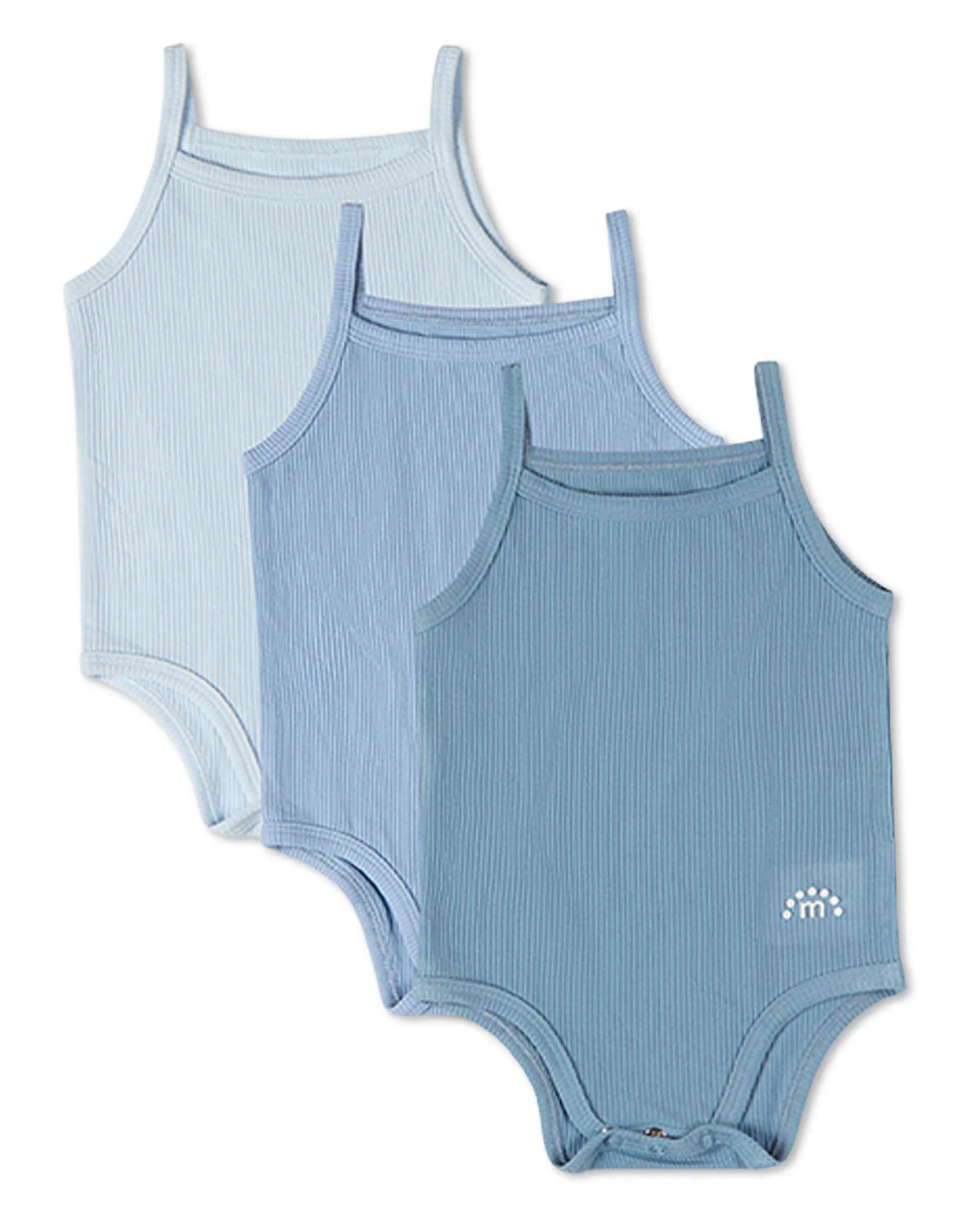 Blue Multi Solid Ribbed Modal Bodysuits 3 Pack