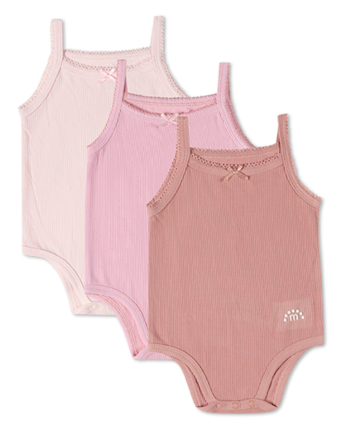 Pink Multi Solid Ribbed Modal Bodysuits 3 Pack