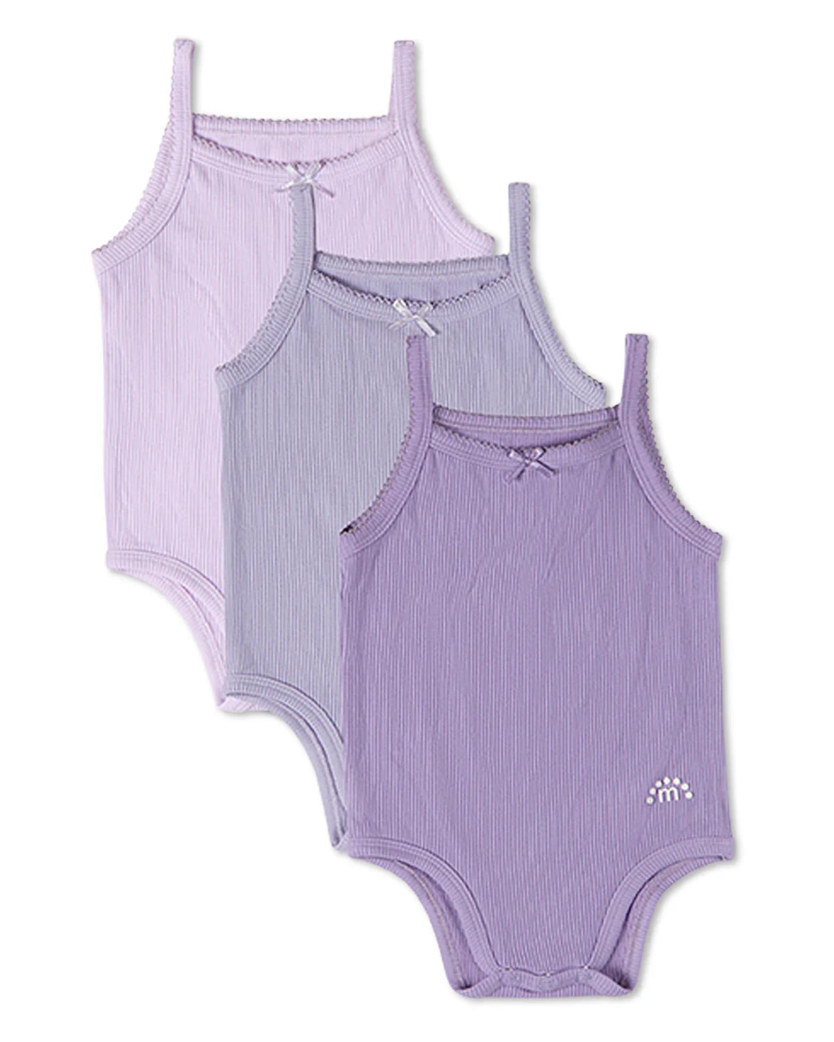 Purple Multi Solid Ribbed Modal Bodysuits 3 Pack