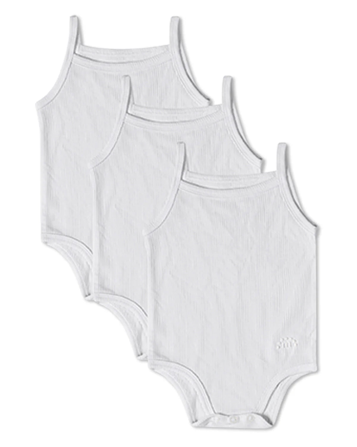 White Solid Ribbed Modal Bodysuits 3 Pack