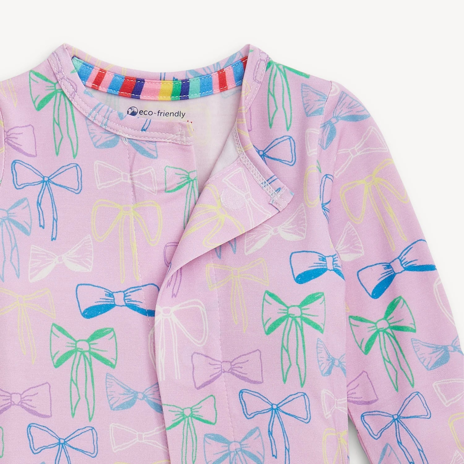 Magnetic Me Take a Bow Modal Magnetic Footie in soft fabric, featuring a cute bow design and easy magnetic closures.