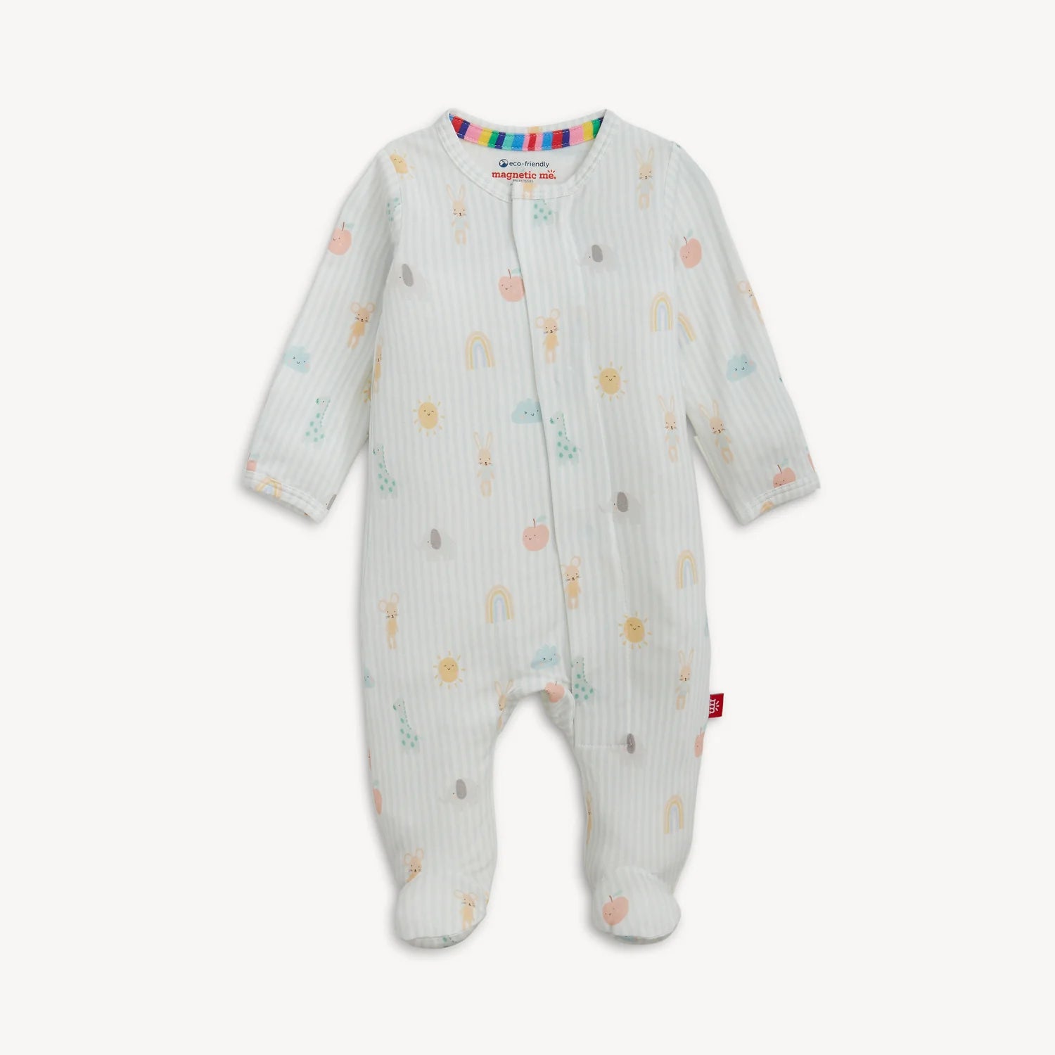 Magnetic Me lullaby sky blue modal footie with magnetic closures, soft fabric, and long sleeves for comfortable baby sleepwear.