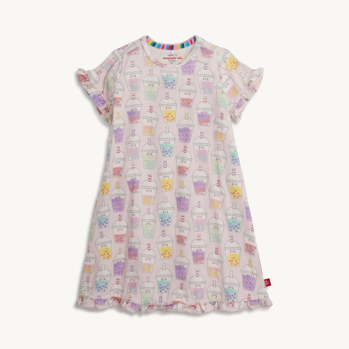 Magnetic Me Boba Beau-Tea RightFit™ magnetic nightgown in soft fabric, featuring a relaxed fit and subtle floral print.