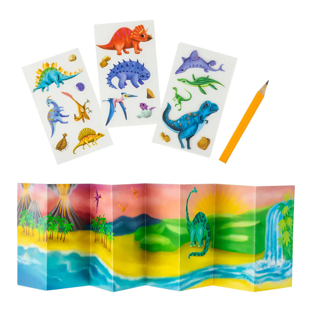 Tiger Tribe Dinosaur Mini Transfer Magic set showing colorful dinosaur designs and transfer sheets for creative crafting.