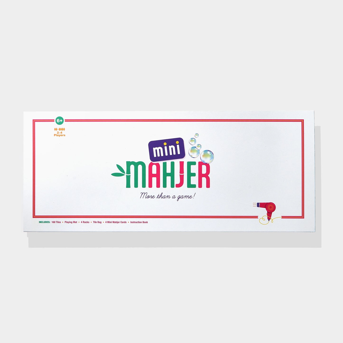 Mini Mahjer's Complete Game: Bubbles & Bows Edition box with colorful game pieces and vibrant packaging design.