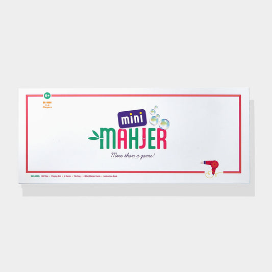 Mini Mahjer's Complete Game: Bubbles & Bows Edition box with colorful game pieces and vibrant packaging design.