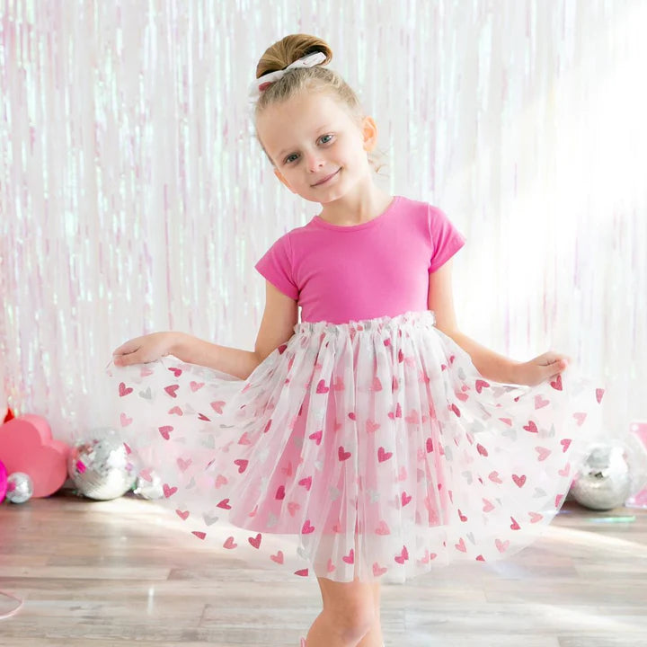 Sweet Wink - Glitter Heart Tulle Dress
