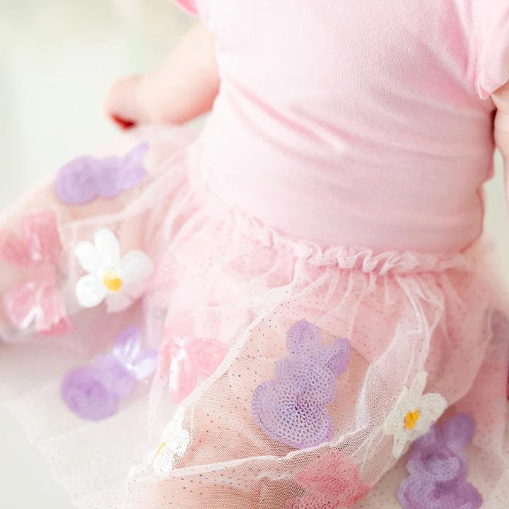Sweet Wink - Bunny Bow Sequin Easter Short Sleeve Tutu Bodysuit