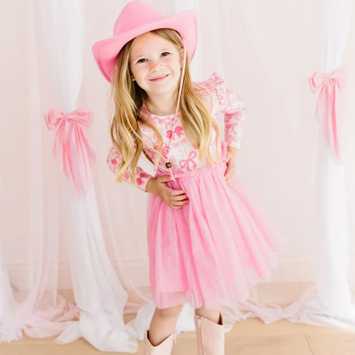 Sweet Wink - Coquette Bow Long Sleeve Tutu Dress