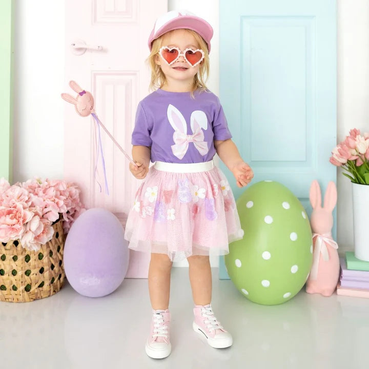 Sweet Wink - Bunny Bow Easter Short Sleeve T-Shirt - Lavender