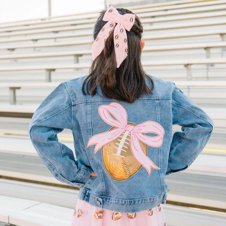 Football Pearl Bow Clip