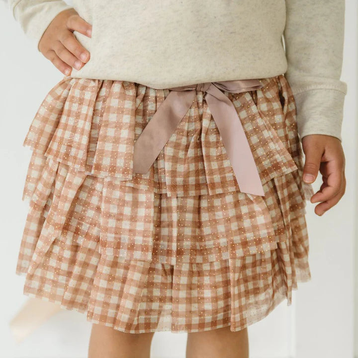 Sweet Wink - Gingham Printed Tulle Tiered Tutu