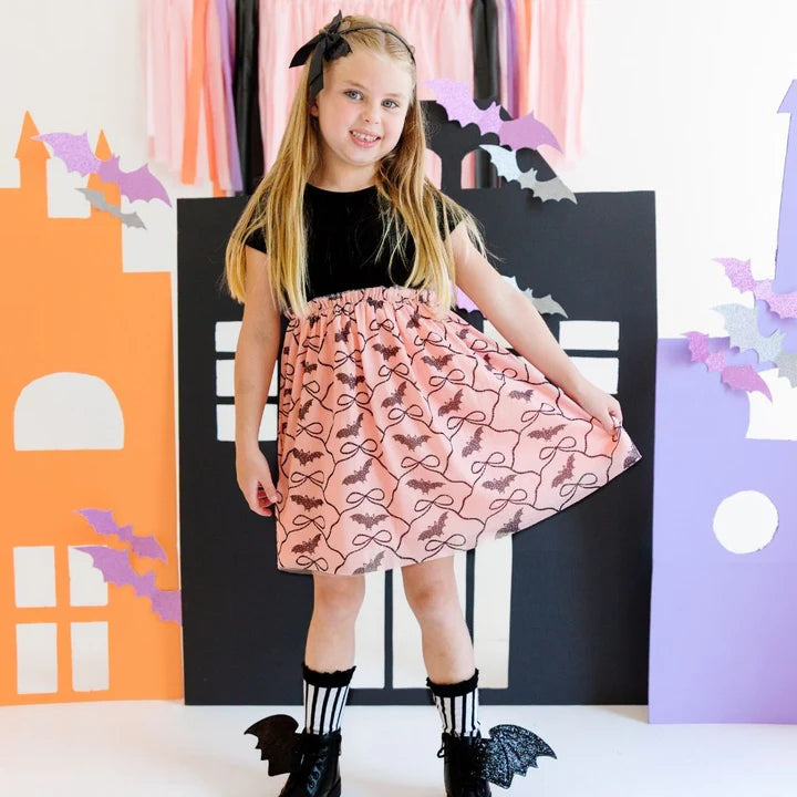 Sweet Wink - Bat Trellis Halloween Short Sleeve Tutu Dress