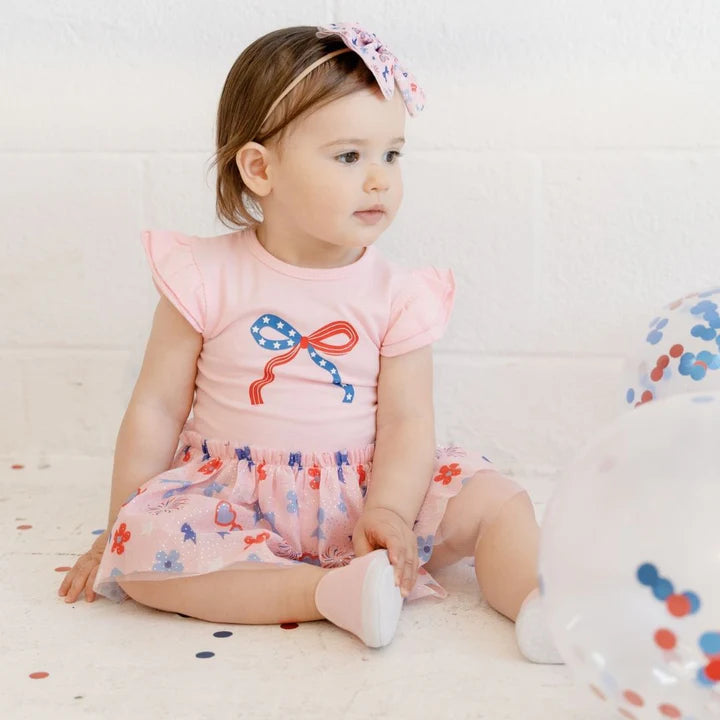Sweet Wink - Red, White, & Cute Short Sleeve Tutu Bodysuit