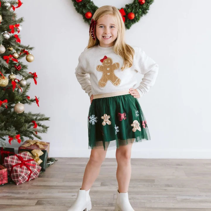 Gingerbread Sequin Patch Christmas Sweatshirt