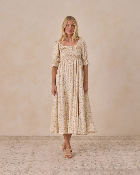 Women's Lemon Meadow Birdie Dress by Noralee featuring a floral pattern, sleeveless design, and feminine silhouette.