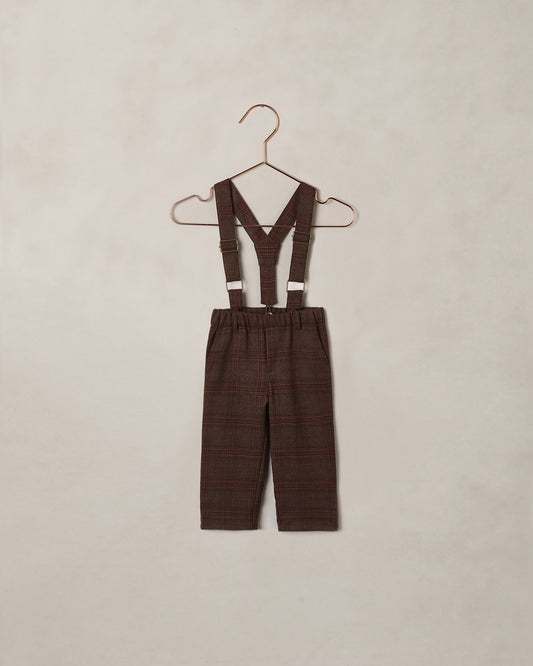 Heathered Plaid Suspender Pant
