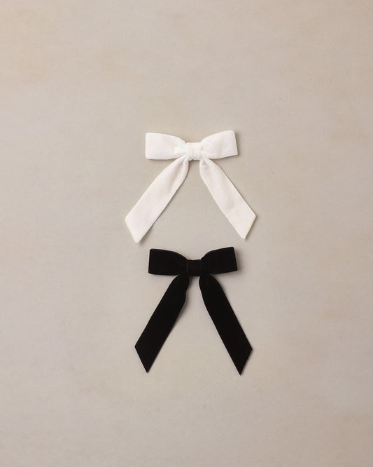 Black,Ivory Velvet Bows Set