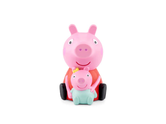 Tonie audio figure of Peppa Pig: The New Baby Sister, featuring Peppa and her family on a colorful background.