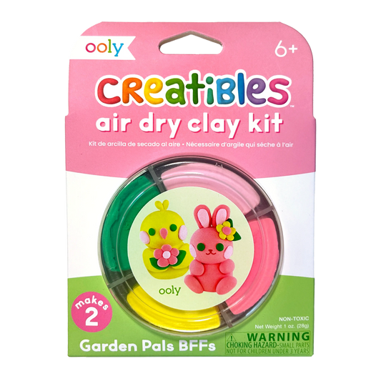 Ooly Creatibles Mini Air Dry Clay Kit Garden Pals BFFs with colorful clay and tools in packaging.