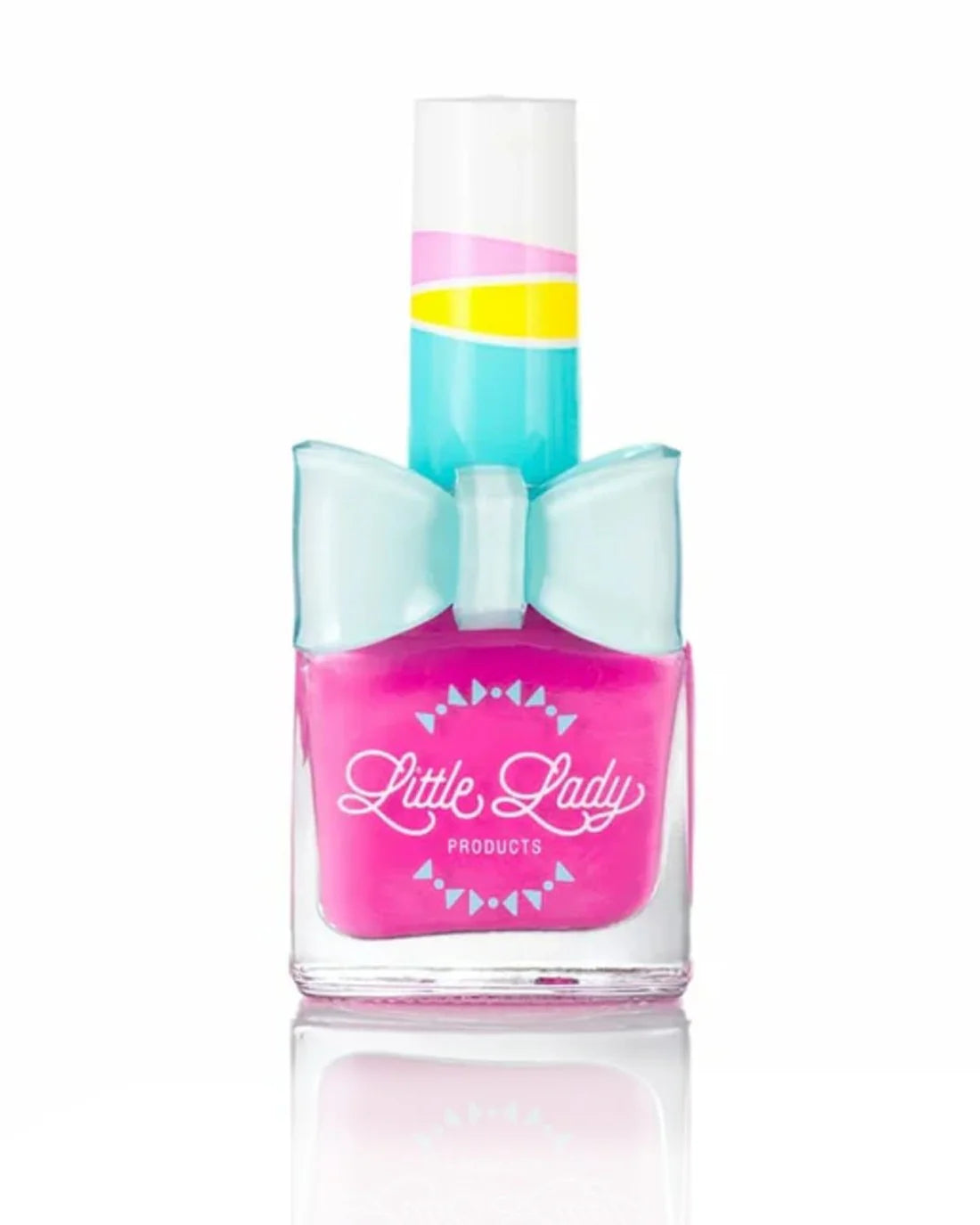 Kid-safe scented nail polish by Little Lady featuring a playful flamingo design on the bottle.