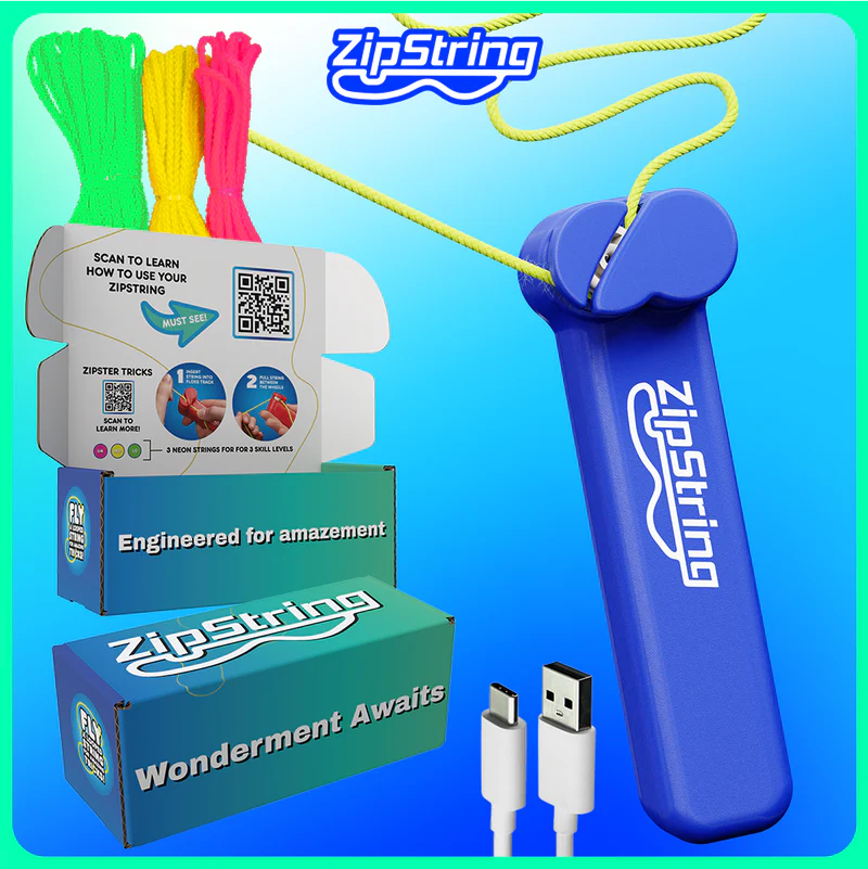 Old ZipString Original Bodacious Blue package with dark blue design, featuring the ZipString branding and product packaging.