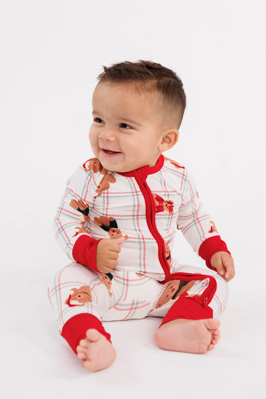 In My Jammers cozy Christmas bears zipper romper featuring festive bear design and soft fabric for holiday comfort.