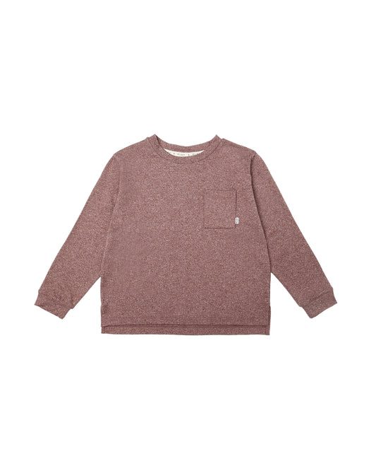 Rylee & Cru - Heathered Burgundy Long Sleeve Pocket Tee