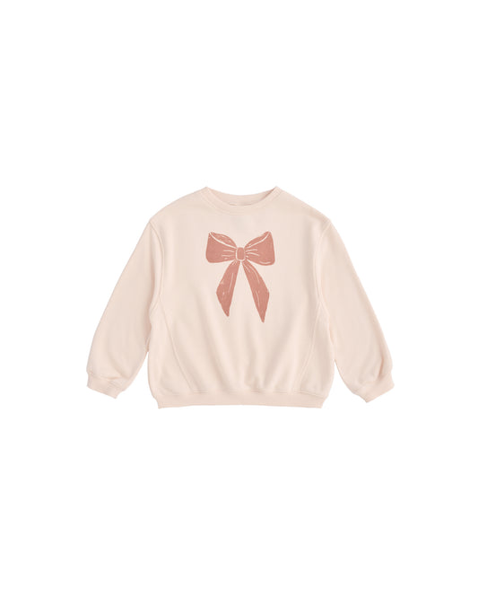 Pink Bow Racer Sweatshirt by Rylee & Cru with a comfortable fit and stylish design, perfect for casual wear.