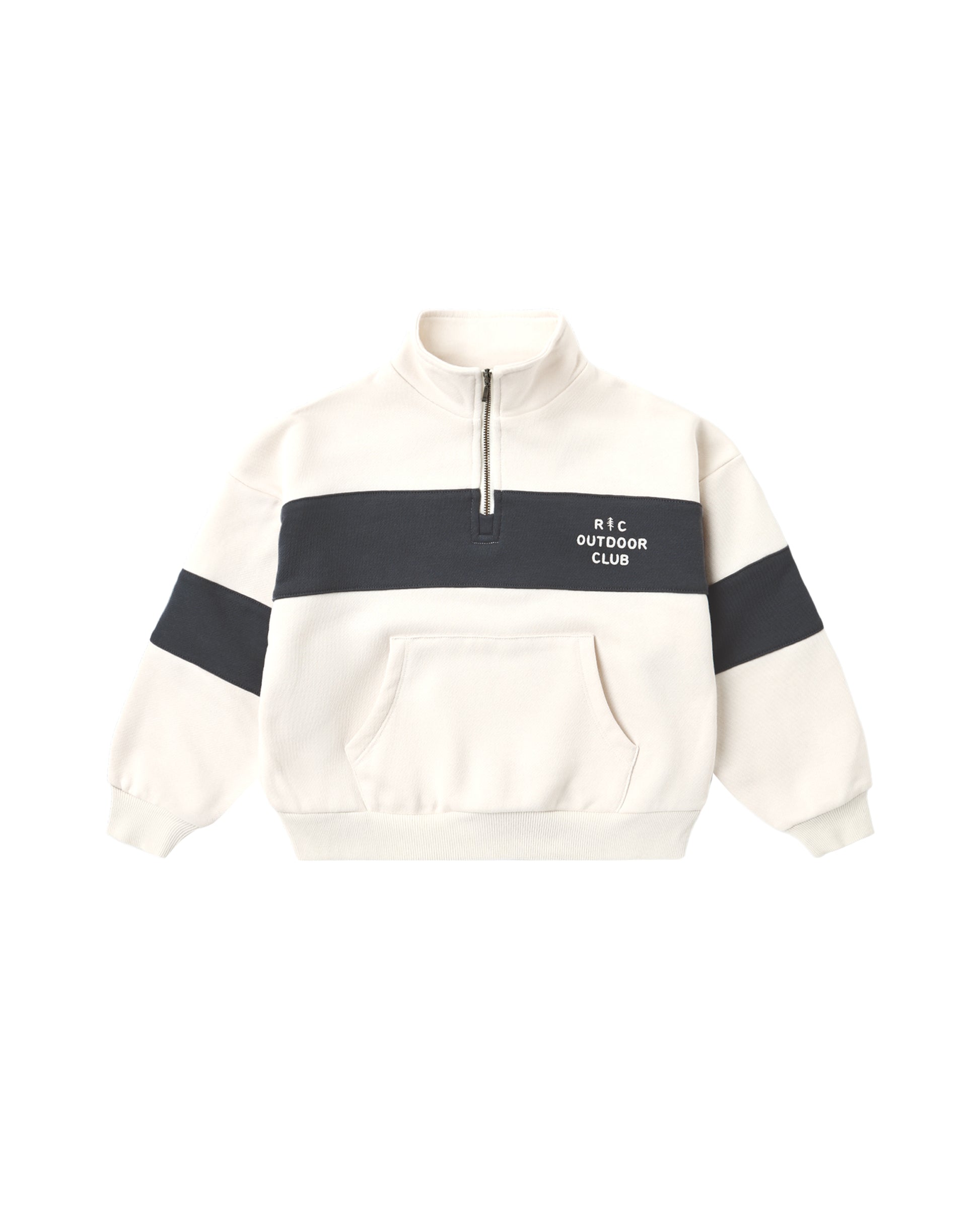 Rylee & Cru outdoor club panel stripe half zip featuring a natural color design and stylish stripe pattern.
