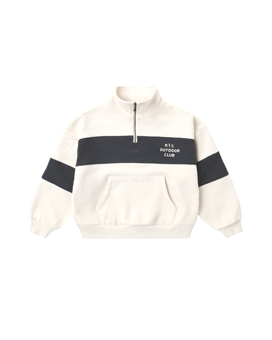 Rylee & Cru outdoor club panel stripe half zip featuring a natural color design and stylish stripe pattern.