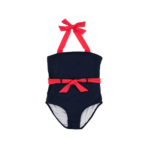 The Beaufort Bonnet Company - Navy & Red Palm Beach Bathing Suit