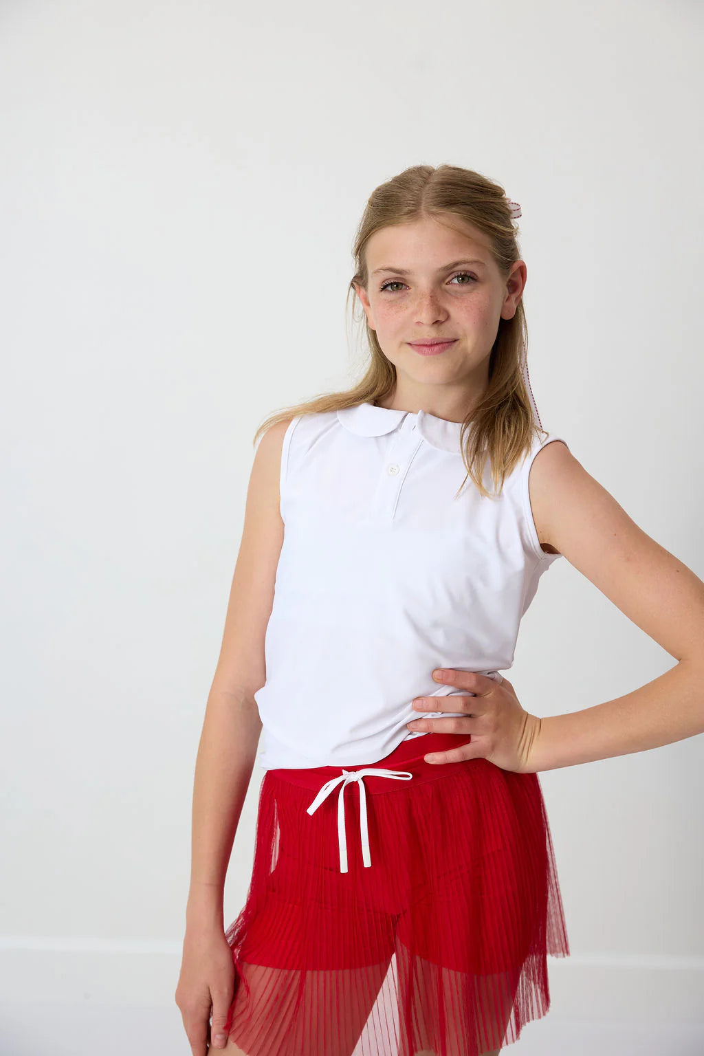 Courtside Kids - Red Pleated Skort