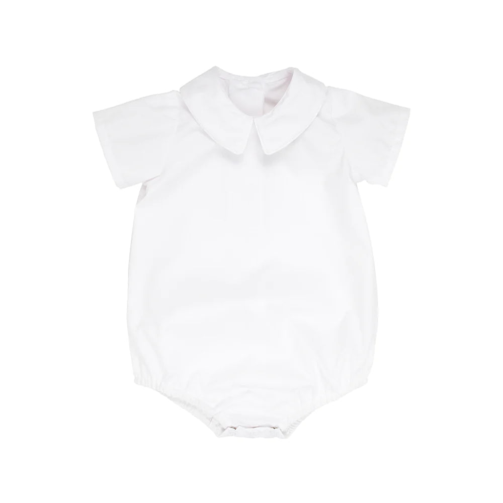 The Beaufort Bonnet Company - Worth Avenue White Peter Pan Shirt - Woven Short Sleeve Onesie