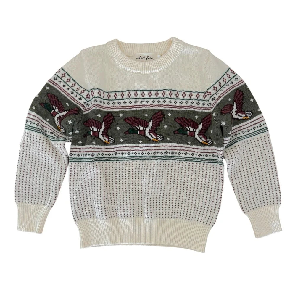Velvet Fawn Mallards Rylee sweater shown in a large, cozy knit, featuring a stylish design in soft, warm tones.