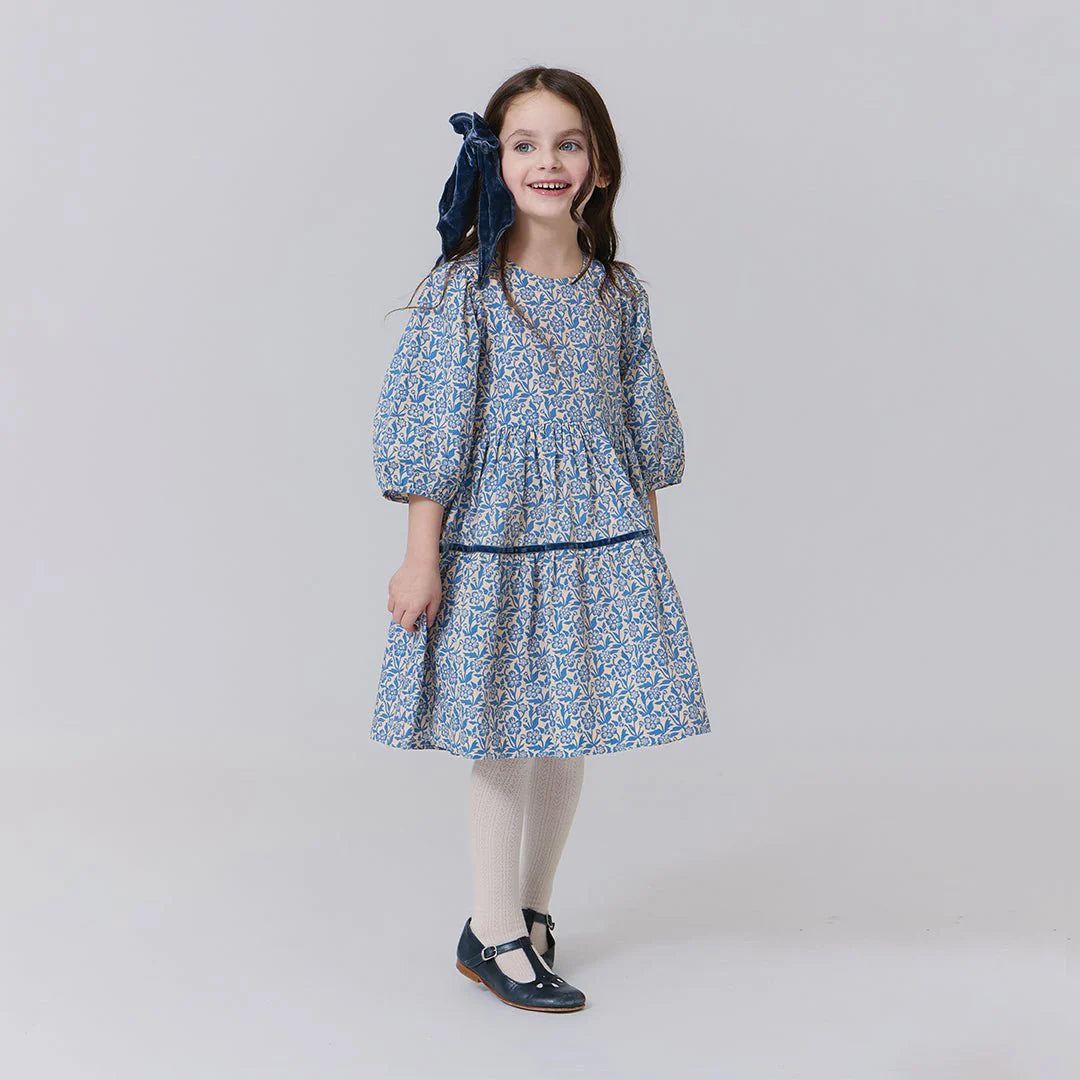 Blue Climbing Floral Girls Maribelle Dress