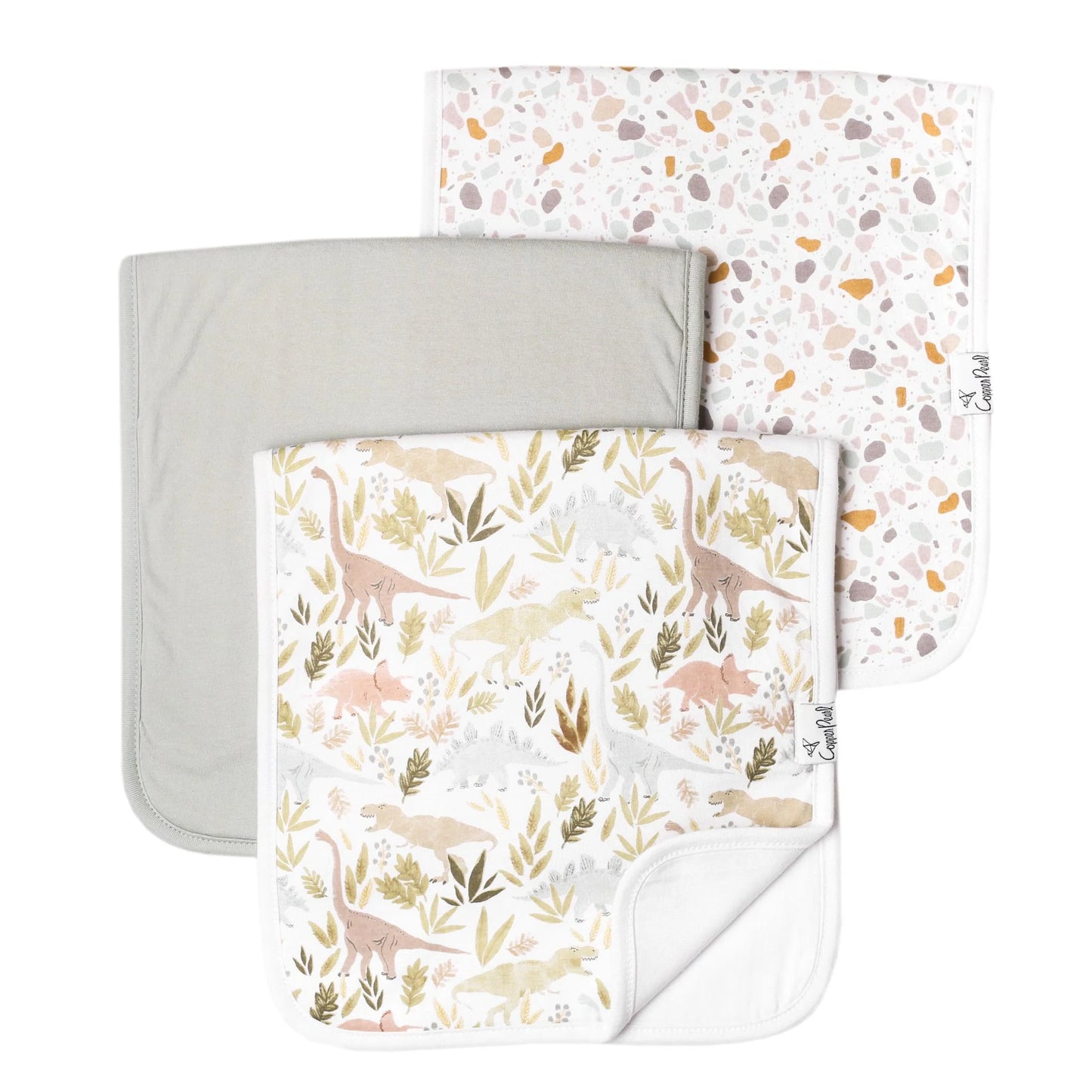 Copper Pearl Rex Premium Burp Cloths featuring soft, absorbent fabric and stylish patterns for comfortable baby feeding.