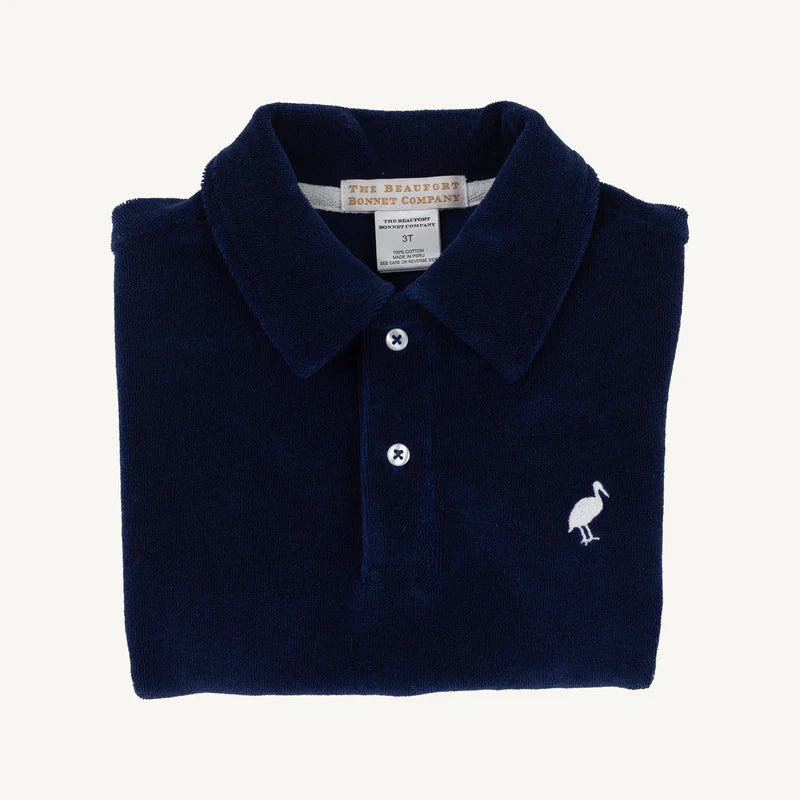 The Beaufort Bonnet Company - Prim and Proper Polo-Terrycloth Nantucket Navy