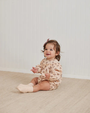 Quincy Mae - Fig Flora Balloon Sleeve Blouse + Bloomer Set LAST ONE 2-3y