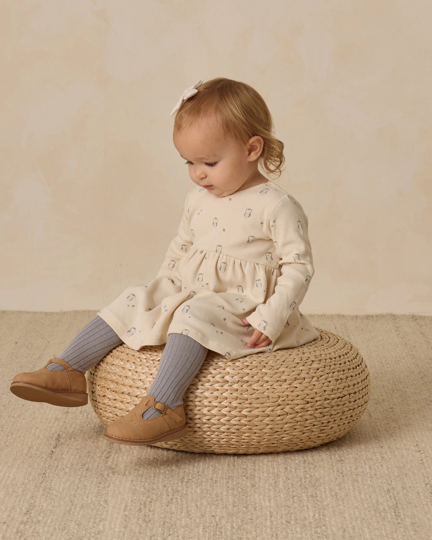 Owls Ribbed Longsleeve Dress