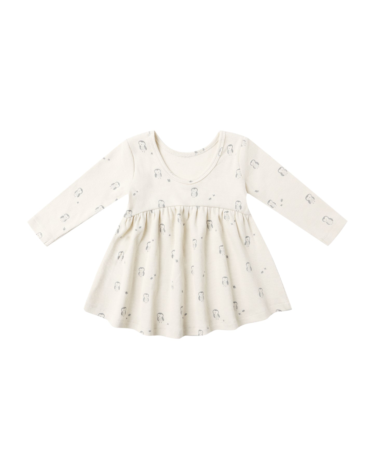 Owls Ribbed Longsleeve Dress