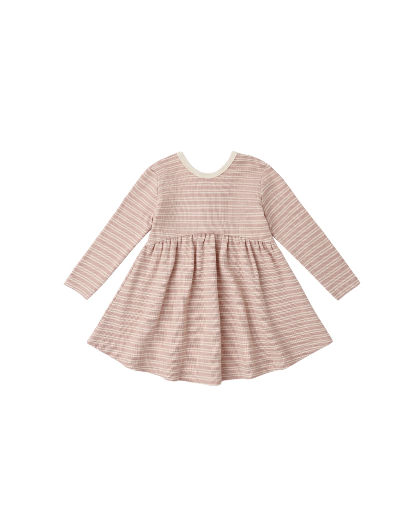 Dusty Rose Microstripe Ribbed Long Sleeve Dress