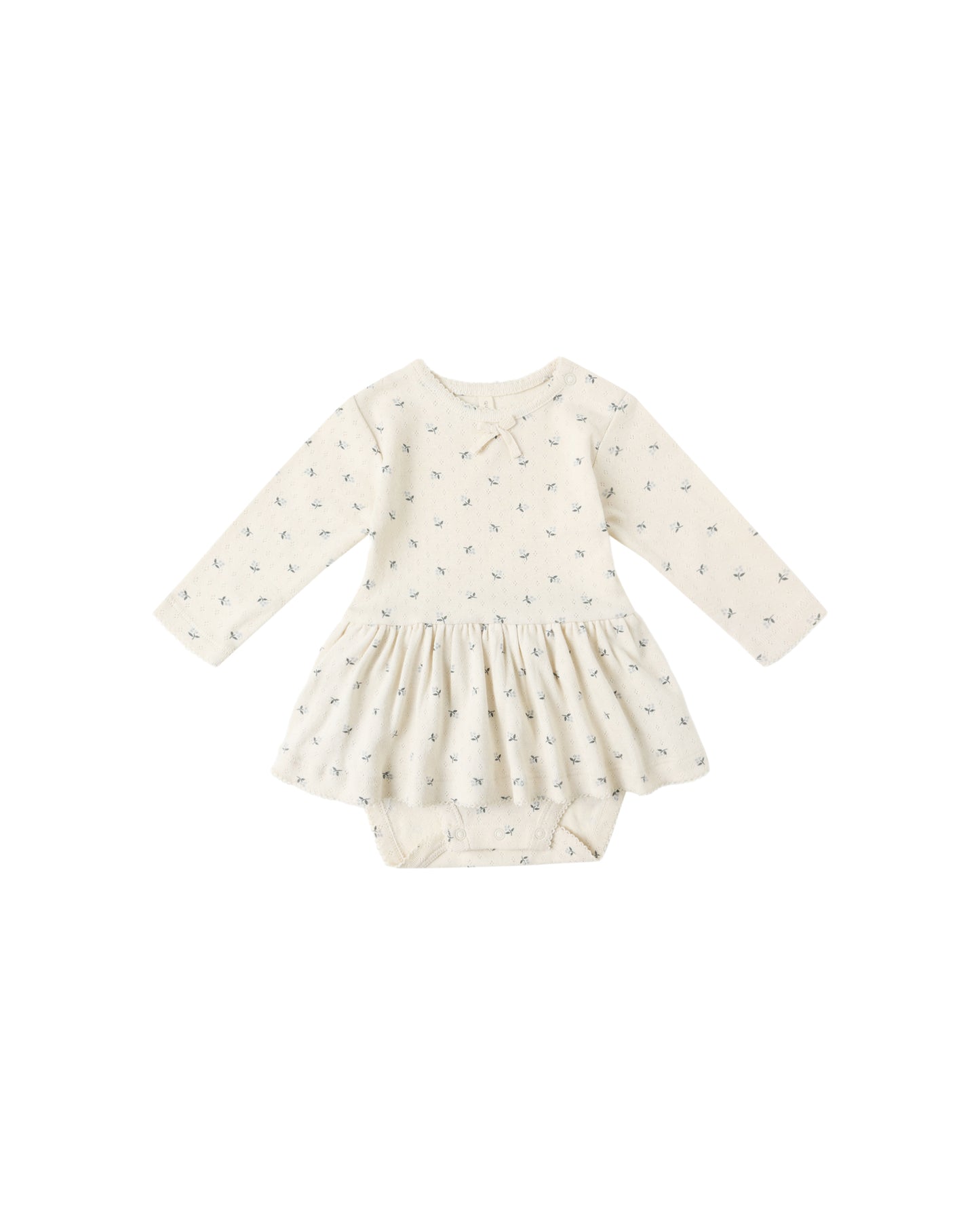 Blue Ditsy Pointelle Skirted Bodysuit